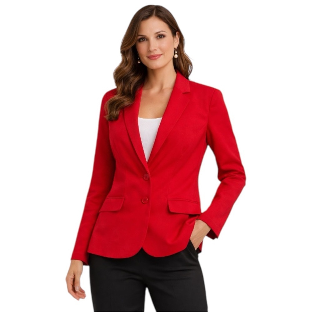 Avenue Red Blazer Size 16 Plus Career Jacket Tailored Office Chic